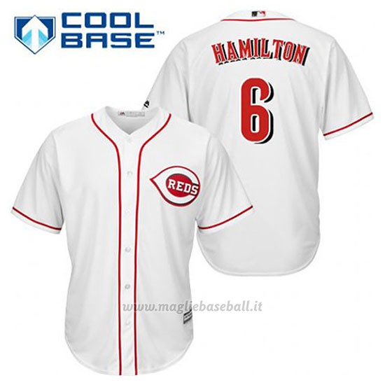Maglia Baseball Uomo Cincinnati Reds Billy Hamilton 6 Bianco 1ªCool Base